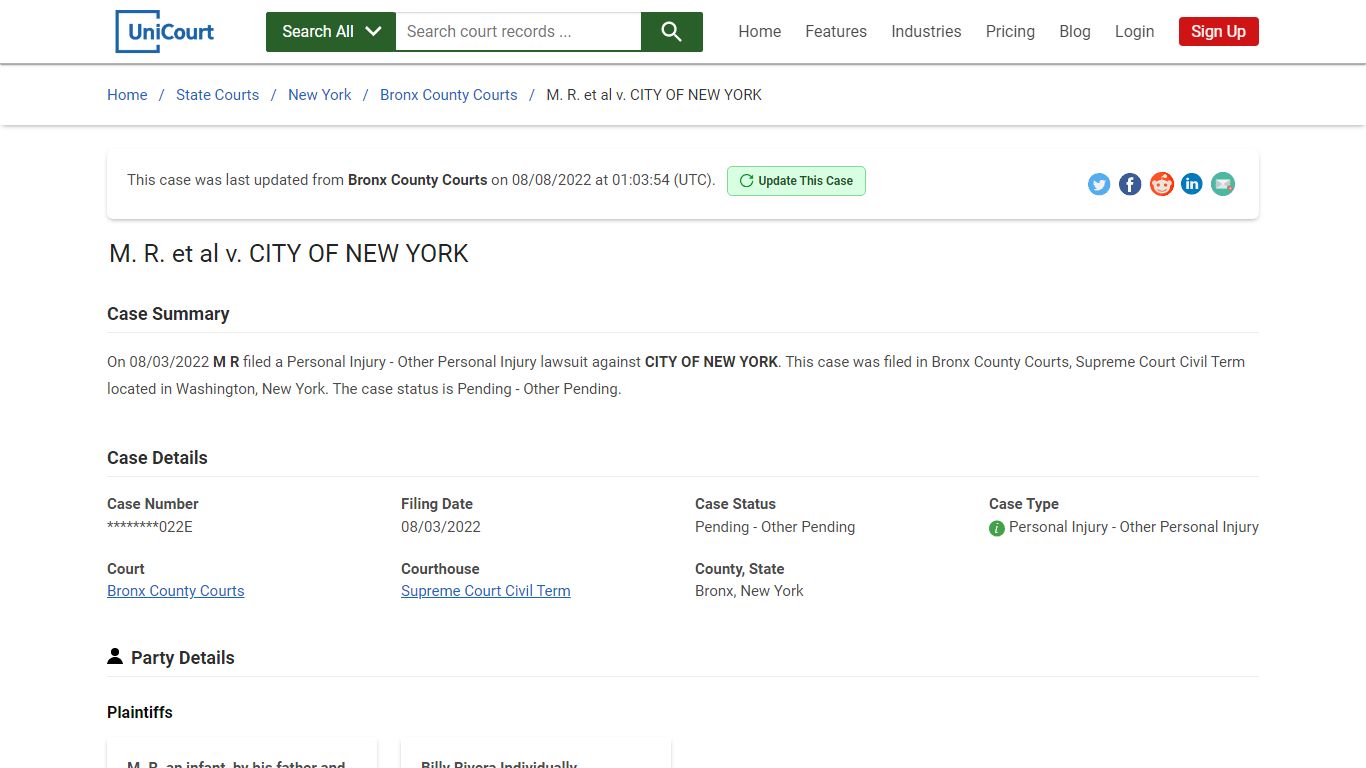 M R et al v CITY OF NEW YORK | Court Records - UniCourt